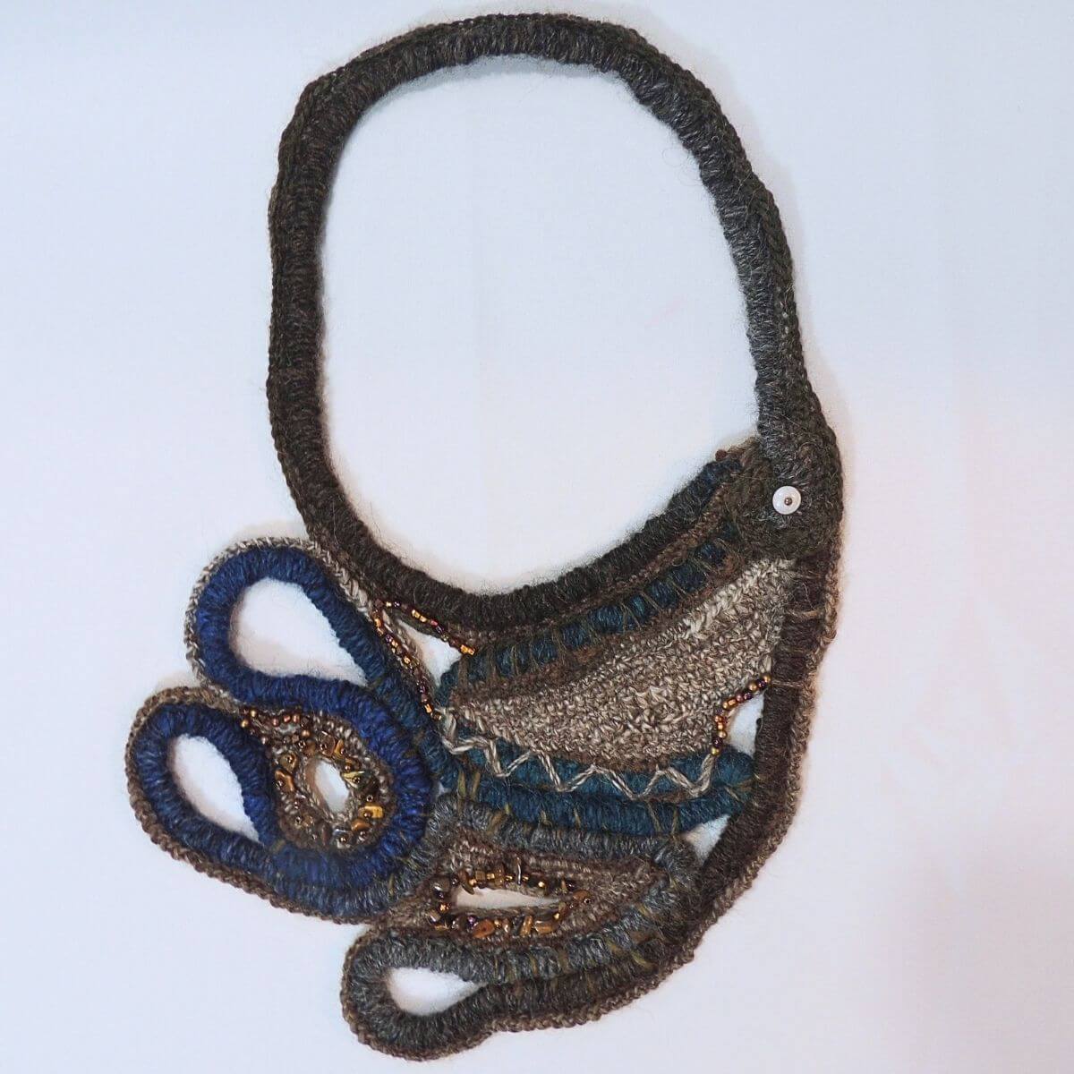 ZEMFIRA: OOAK Sculptural Fiber Jewelry, Wearable Art, Unique Statement Necklace, Fiber Art