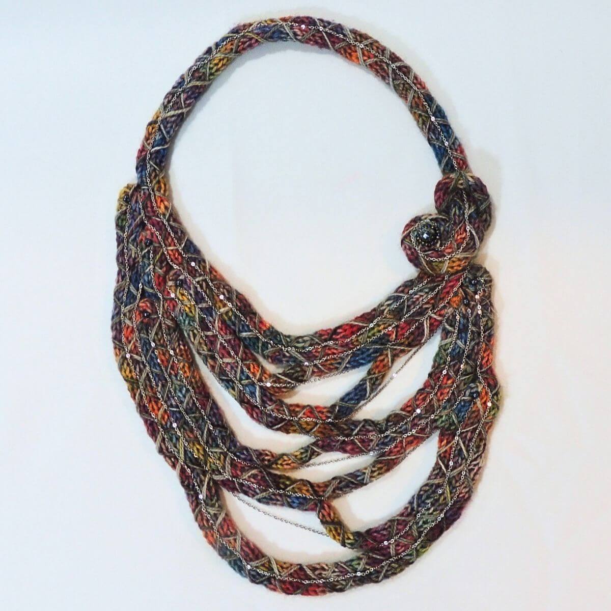 ZEPORAH: One-Of-A-Kind Wrapped Cord Wearable Art, Sculptural Fiber Jewelry, Textile Statement Necklace