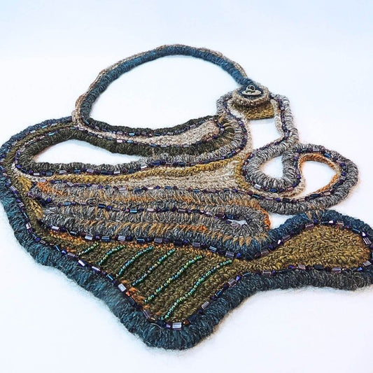 ZILLA: Wearable Art, Unique Statement Necklace, Fiber Art, One-Of-A-Kind, Handmade
