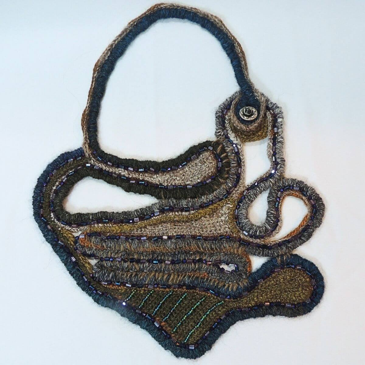ZILLA: Wearable Art, Unique Statement Necklace, Fiber Art, One-Of-A-Kind, Handmade