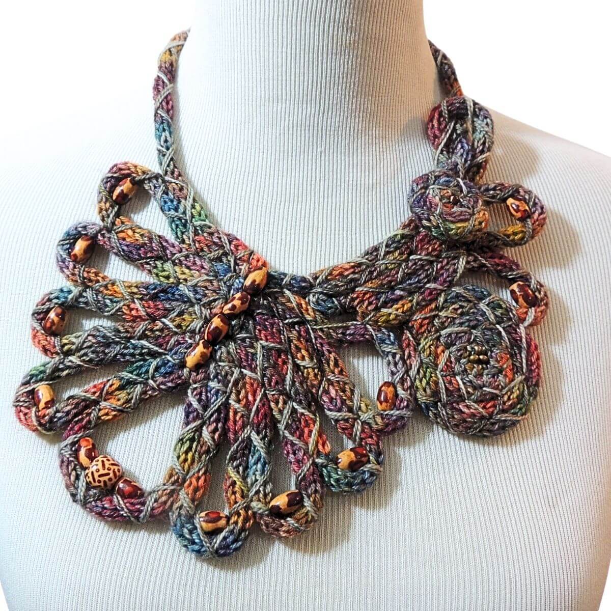 ZIVA: OOAK Handmade Sculptural Fiber Jewelry, Textile Statement Necklace, Wearable Art, Unique Accessory