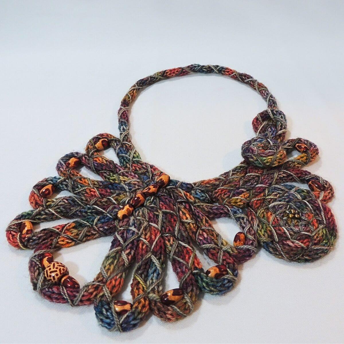 ZIVA: OOAK Handmade Sculptural Fiber Jewelry, Textile Statement Necklace, Wearable Art, Unique Accessory