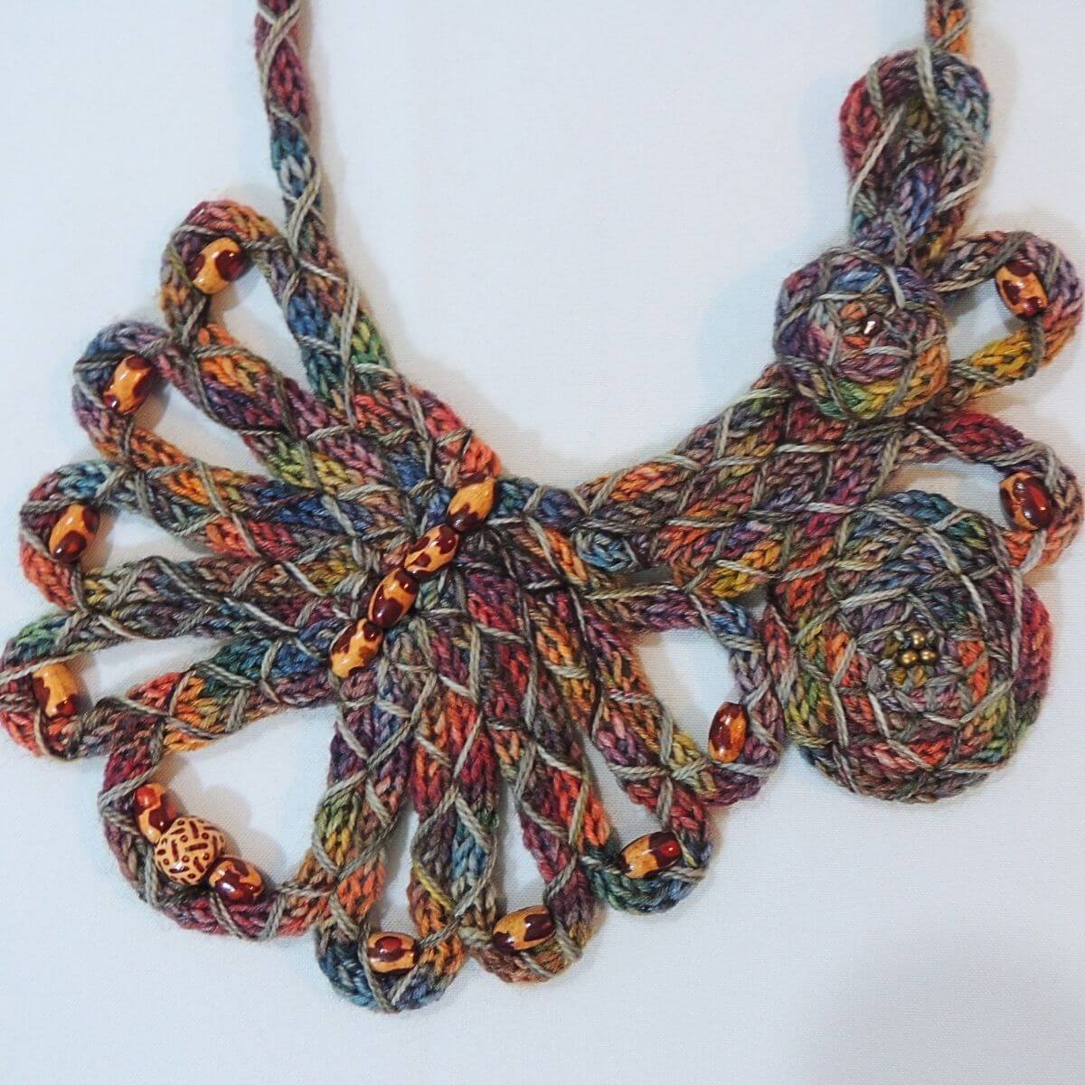 ZIVA: OOAK Handmade Sculptural Fiber Jewelry, Textile Statement Necklace, Wearable Art, Unique Accessory