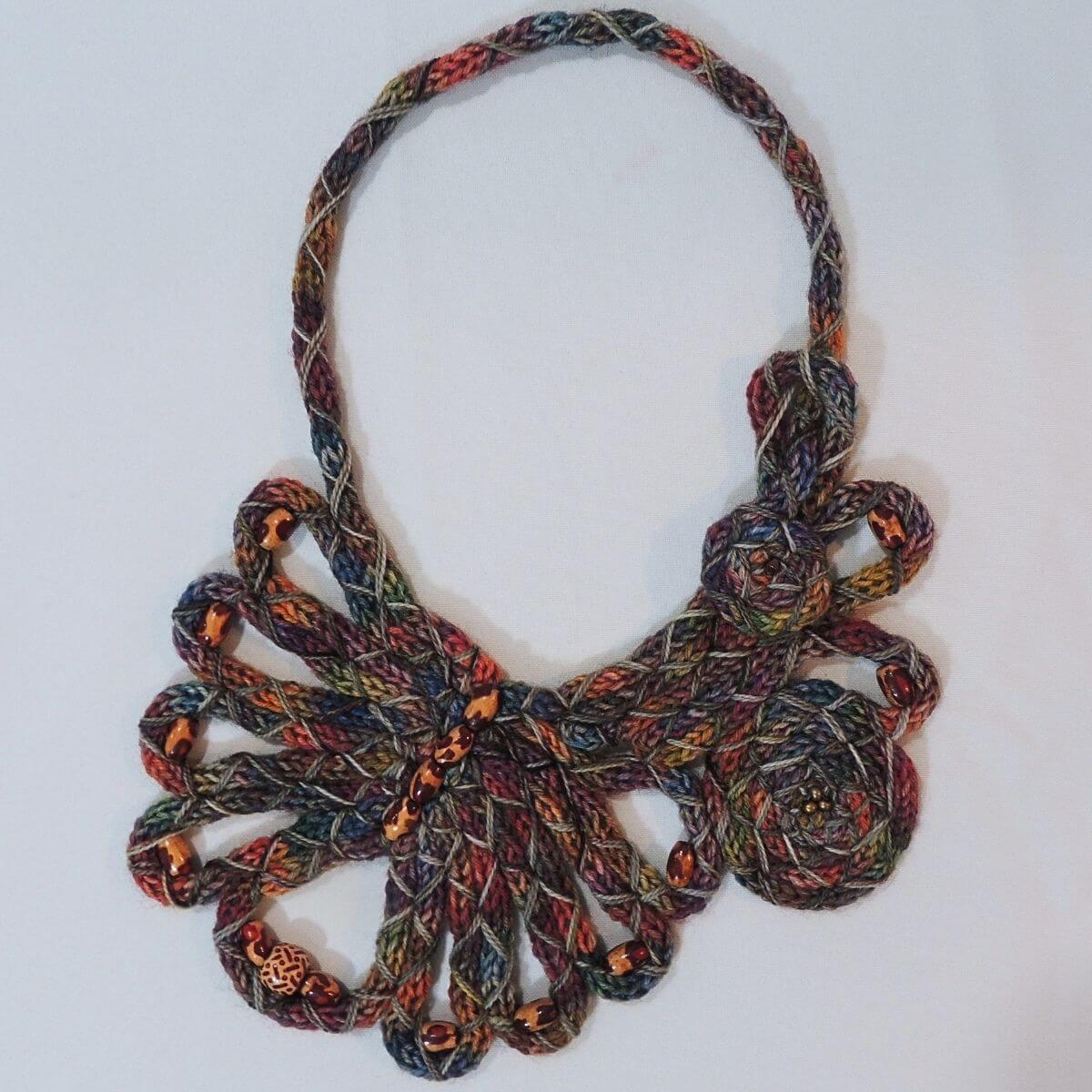 ZIVA: OOAK Handmade Sculptural Fiber Jewelry, Textile Statement Necklace, Wearable Art, Unique Accessory