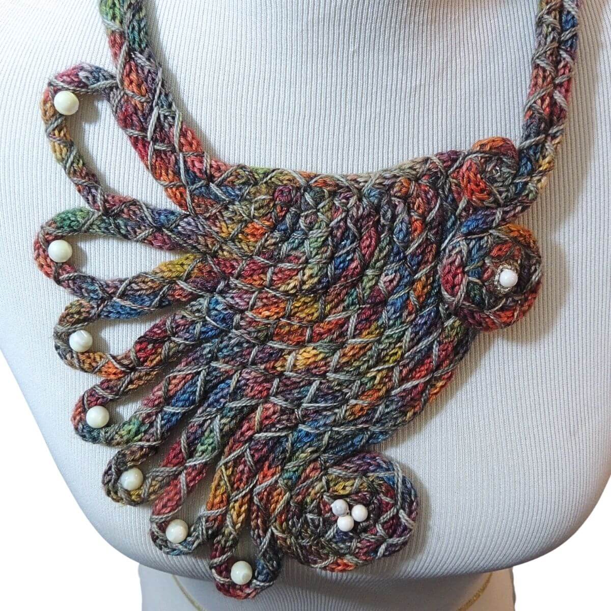 ZORICA: Statement Necklace, Sculptural Fiber Jewelry, Wearable Art, Unique Fiber Art, Handmade