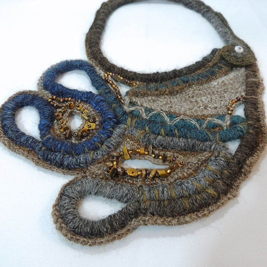 ZEMFIRA: OOAK Sculptural Fiber Jewelry, Wearable Art, Unique Statement Necklace, Fiber Art