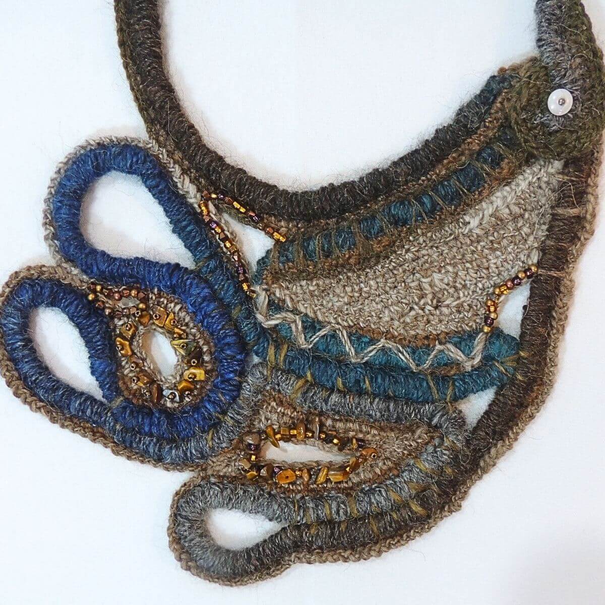 ZEMFIRA: OOAK Sculptural Fiber Jewelry, Wearable Art, Unique Statement Necklace, Fiber Art