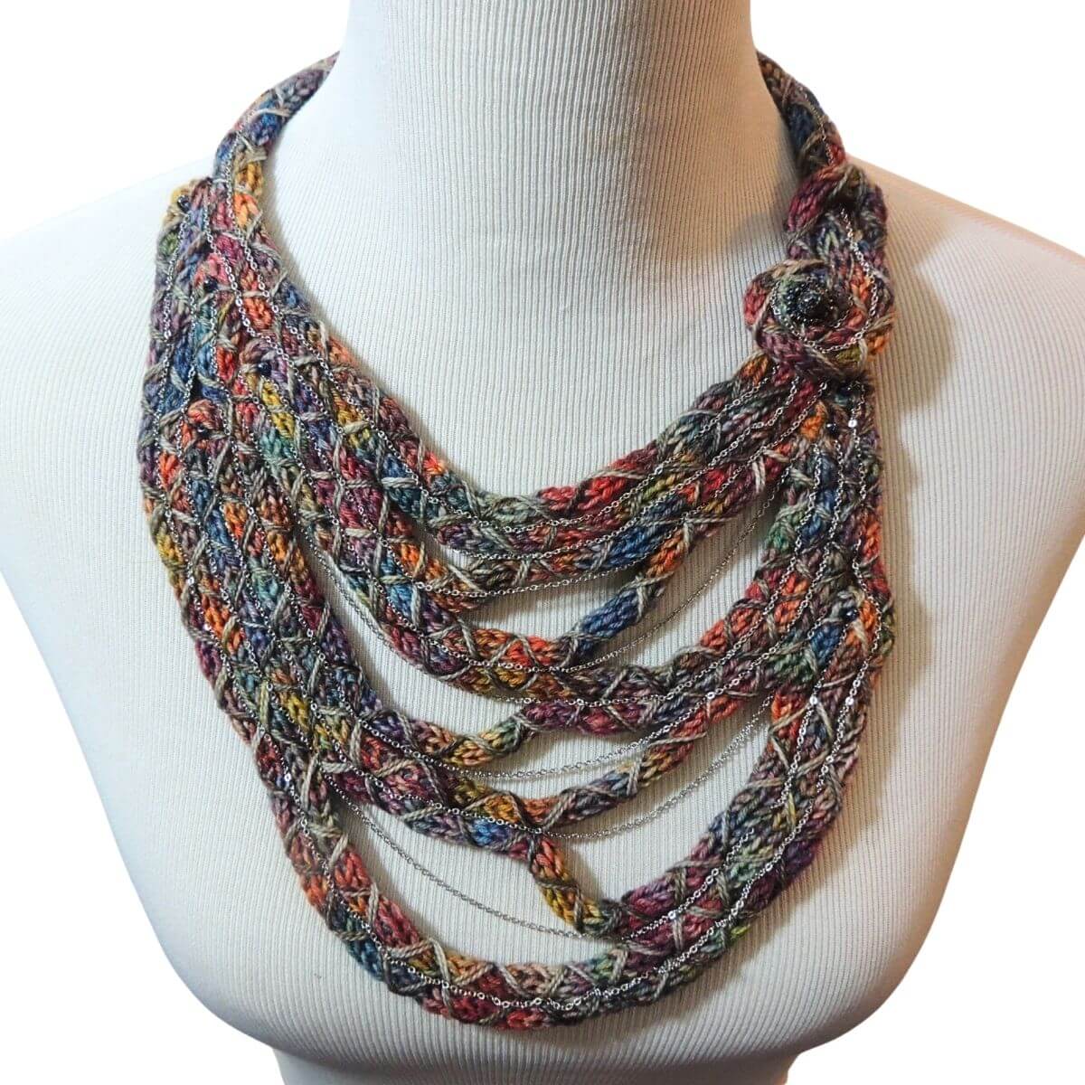 ZEPORAH: One-Of-A-Kind Wrapped Cord Wearable Art, Sculptural Fiber Jewelry, Textile Statement Necklace