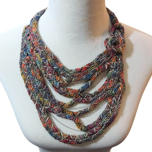 ZEPORAH: One-Of-A-Kind Wrapped Cord Wearable Art, Sculptural Fiber Jewelry, Textile Statement Necklace