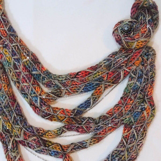 ZEPORAH: One-Of-A-Kind Wrapped Cord Wearable Art, Sculptural Fiber Jewelry, Textile Statement Necklace