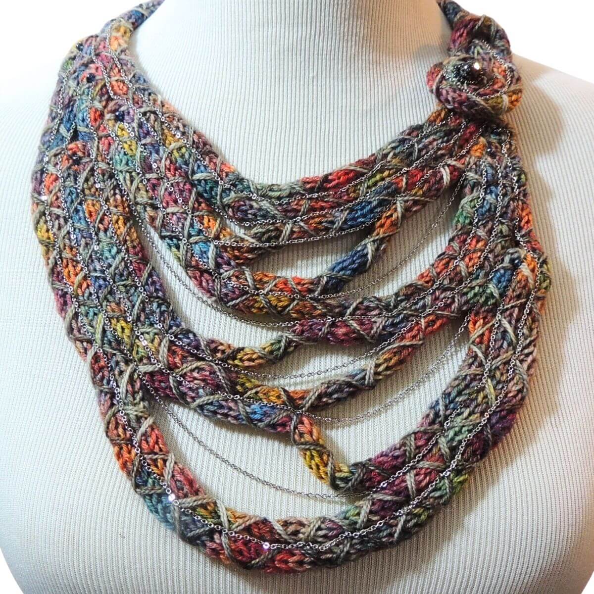 ZEPORAH: One-Of-A-Kind Wrapped Cord Wearable Art, Sculptural Fiber Jewelry, Textile Statement Necklace