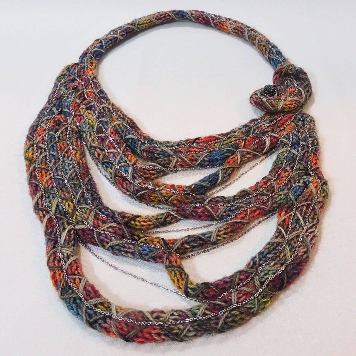 ZEPORAH: One-Of-A-Kind Wrapped Cord Wearable Art, Sculptural Fiber Jewelry, Textile Statement Necklace