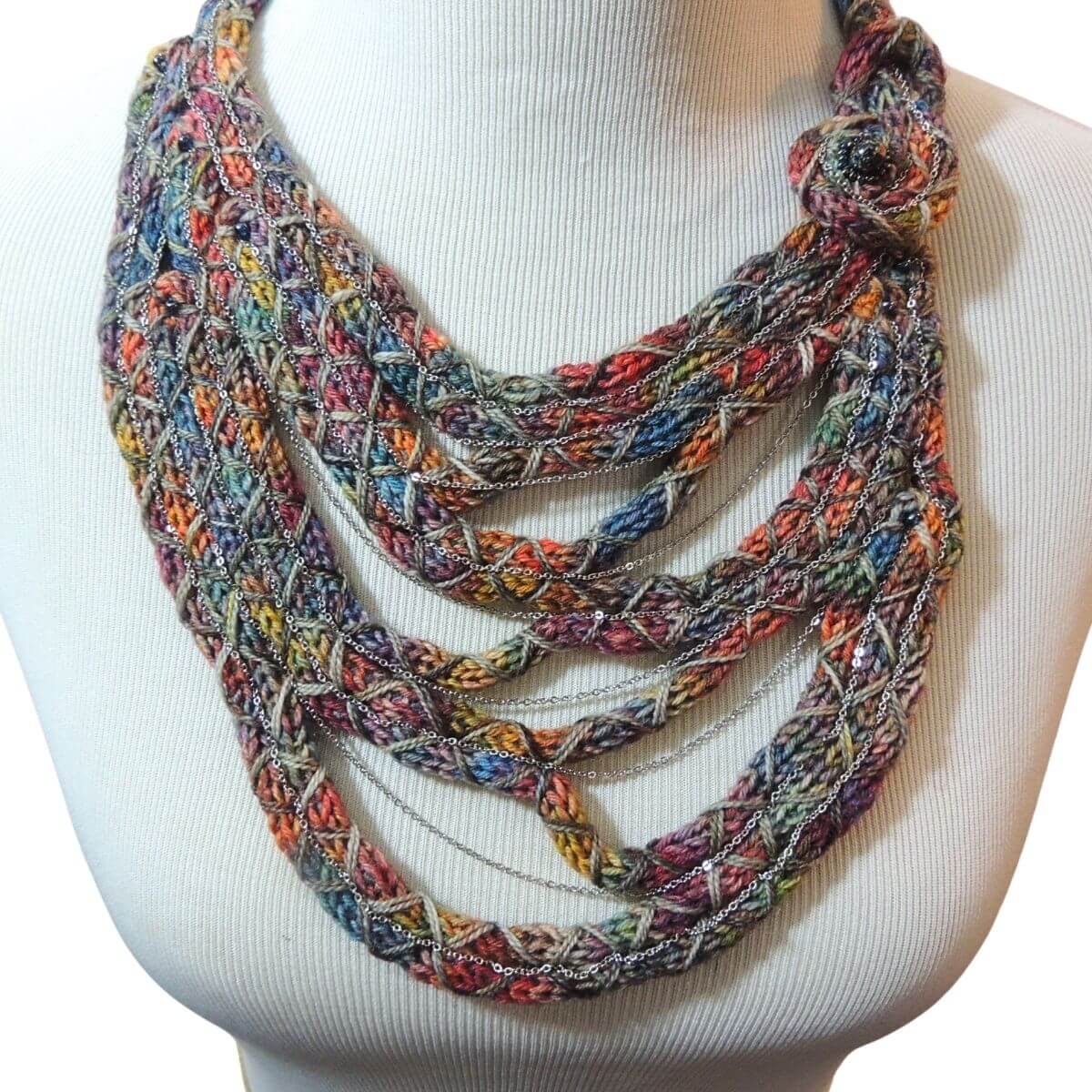 ZEPORAH: One-Of-A-Kind Wrapped Cord Wearable Art, Sculptural Fiber Jewelry, Textile Statement Necklace
