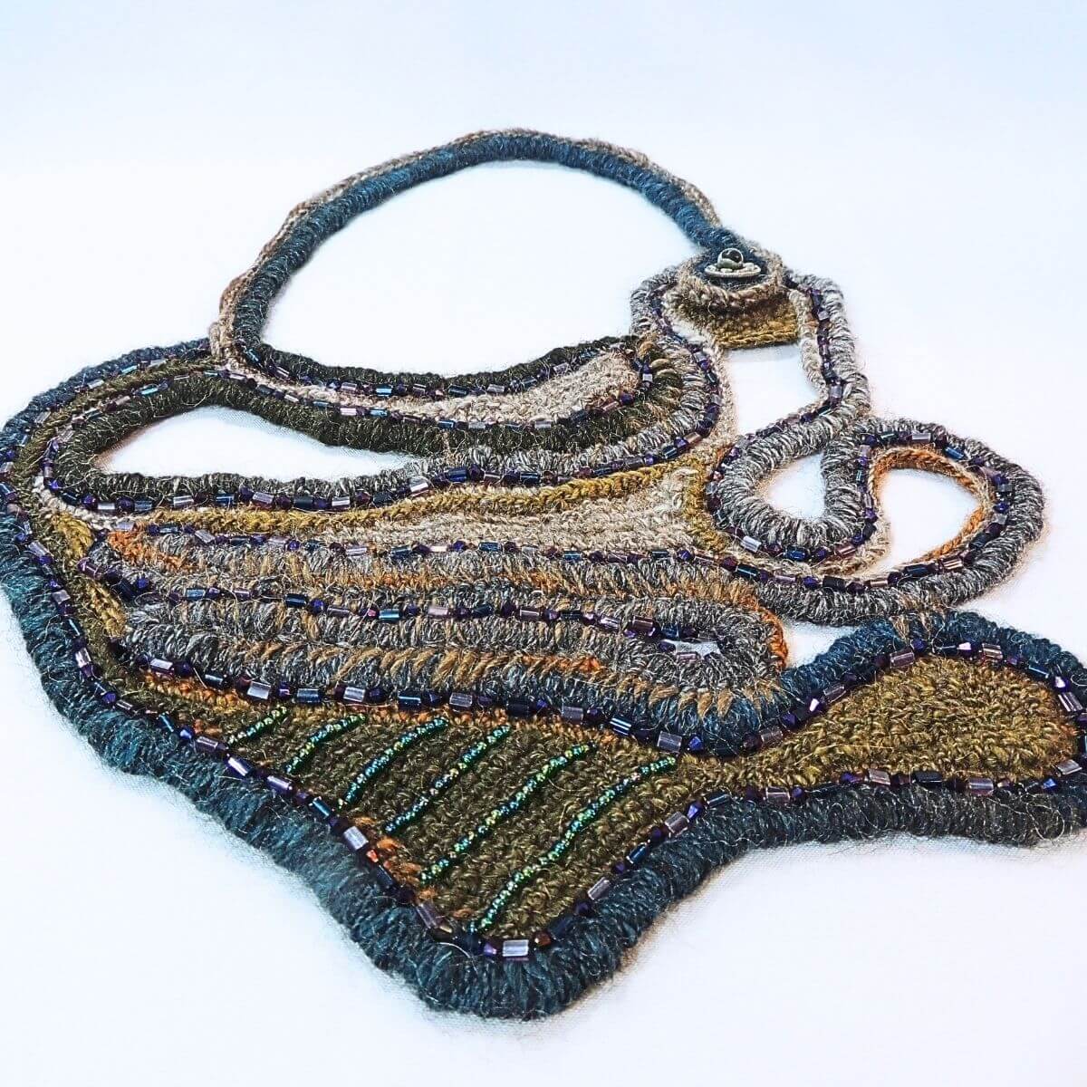 ZILLA: Wearable Art, Unique Statement Necklace, Fiber Art, One-Of-A-Kind, Handmade