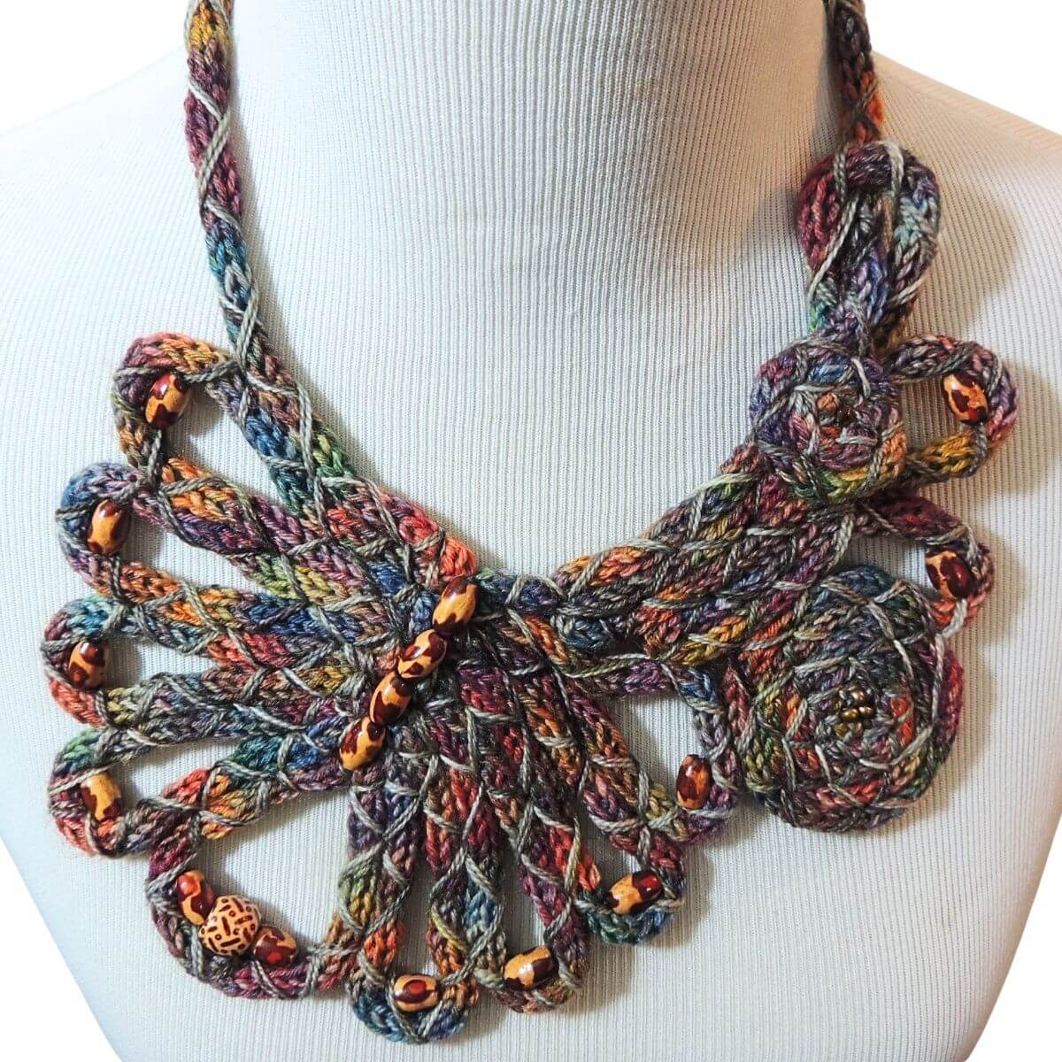 ZIVA: OOAK Handmade Sculptural Fiber Jewelry, Textile Statement Necklace, Wearable Art, Unique Accessory