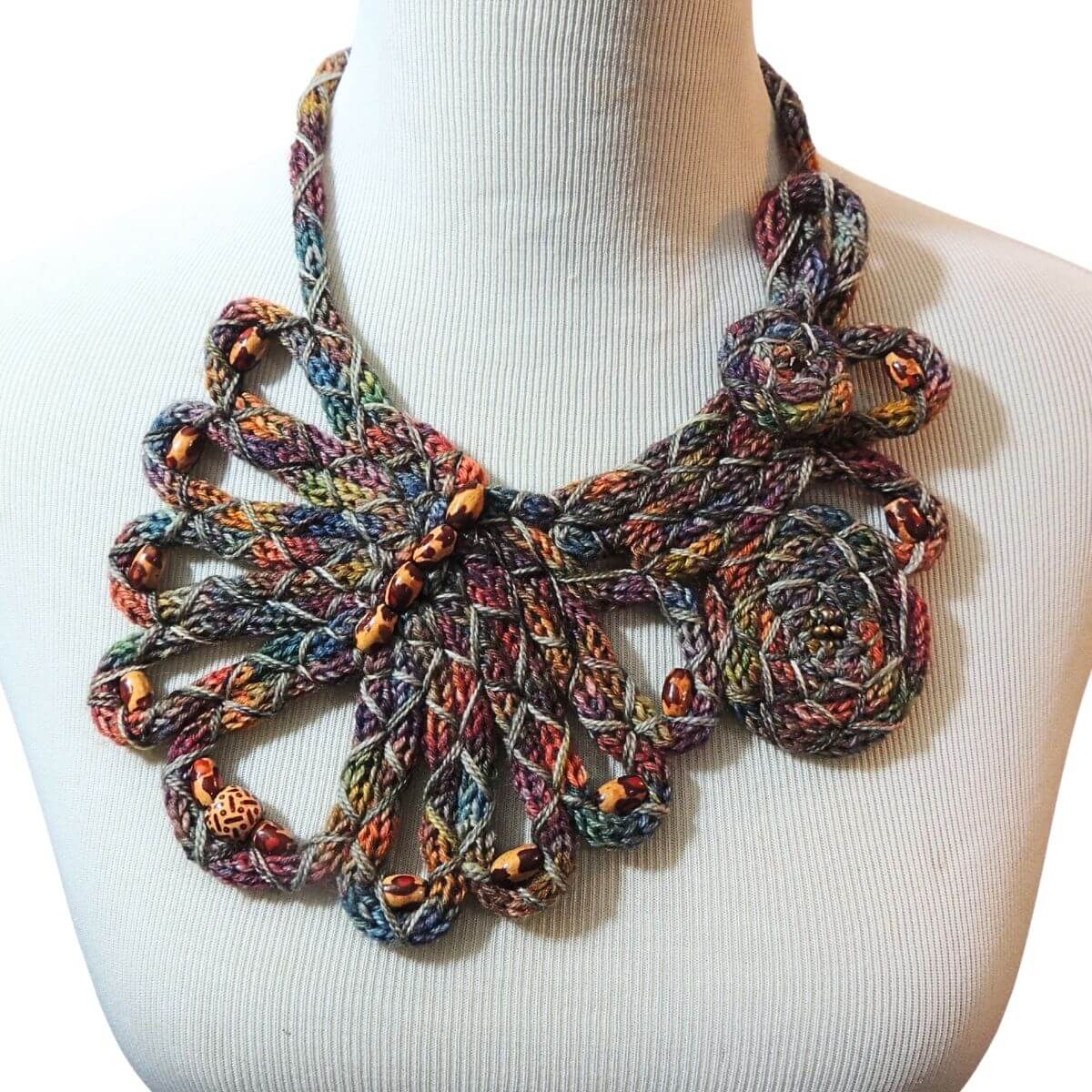 ZIVA: OOAK Handmade Sculptural Fiber Jewelry, Textile Statement Necklace, Wearable Art, Unique Accessory