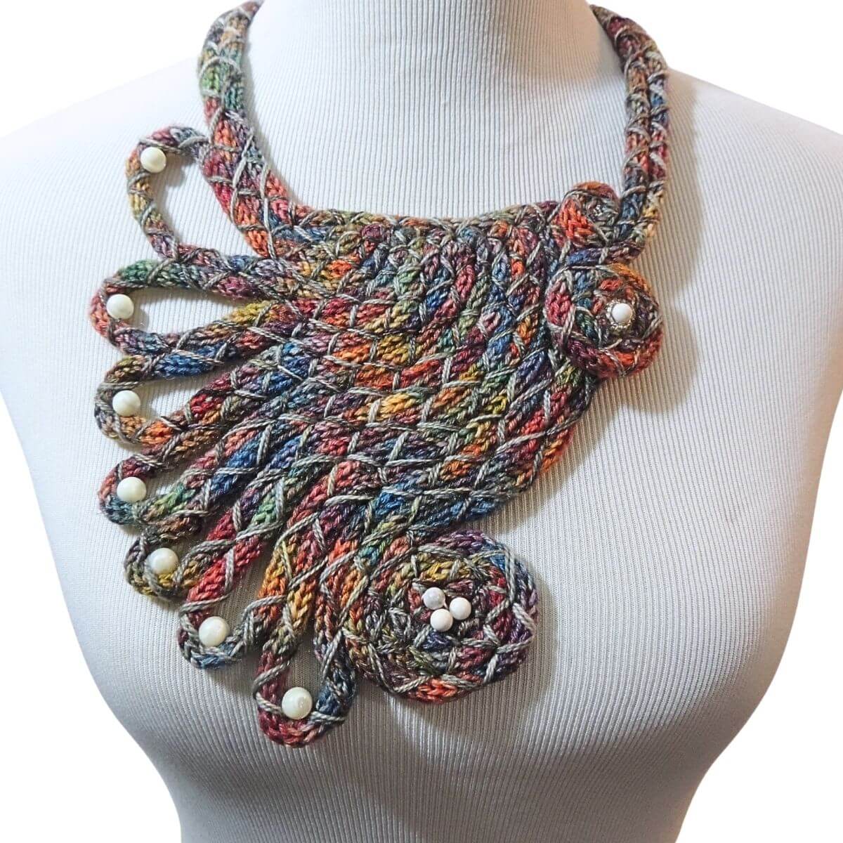 ZORICA: Statement Necklace, Sculptural Fiber Jewelry, Wearable Art, Unique Fiber Art, Handmade