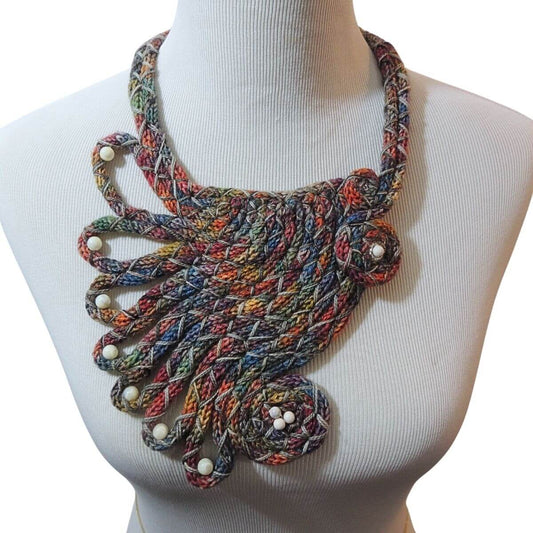 ZORICA: Statement Necklace, Sculptural Fiber Jewelry, Wearable Art, Unique Fiber Art, Handmade